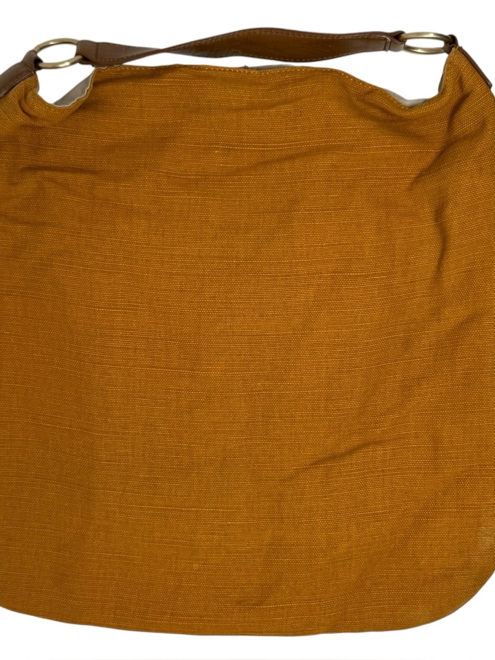 Talbots Burnt Orange Jute & Cotton Hobo Bag with Leather Strap, gold hardware